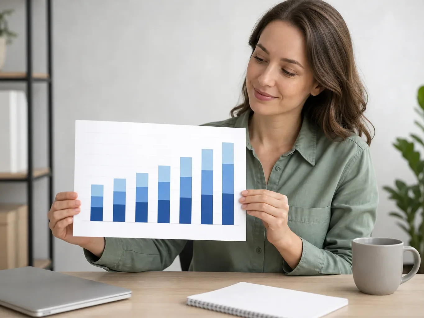 A price comparison chart printed on paper held by a person at a desk