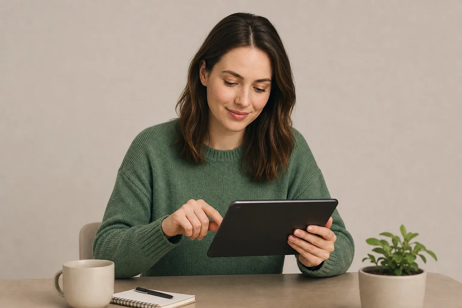 A person ticking boxes on an online insurance comparison tool on a tablet