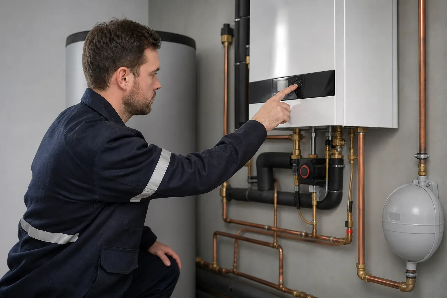 An engineer commissioning a new boiler purchased through a finance arrangement