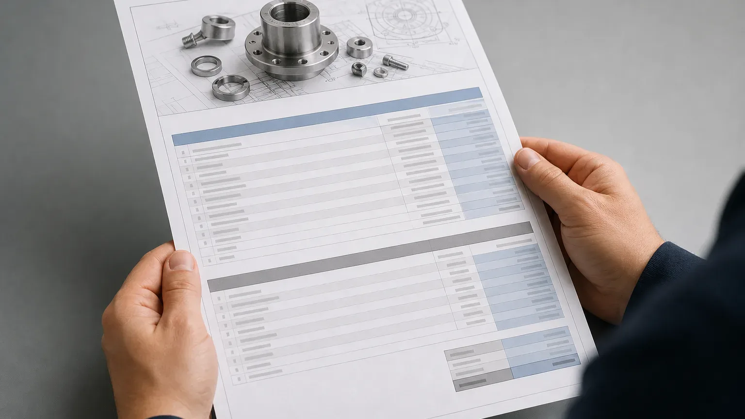 A close-up of an engineer's invoice with itemised parts and labour costs