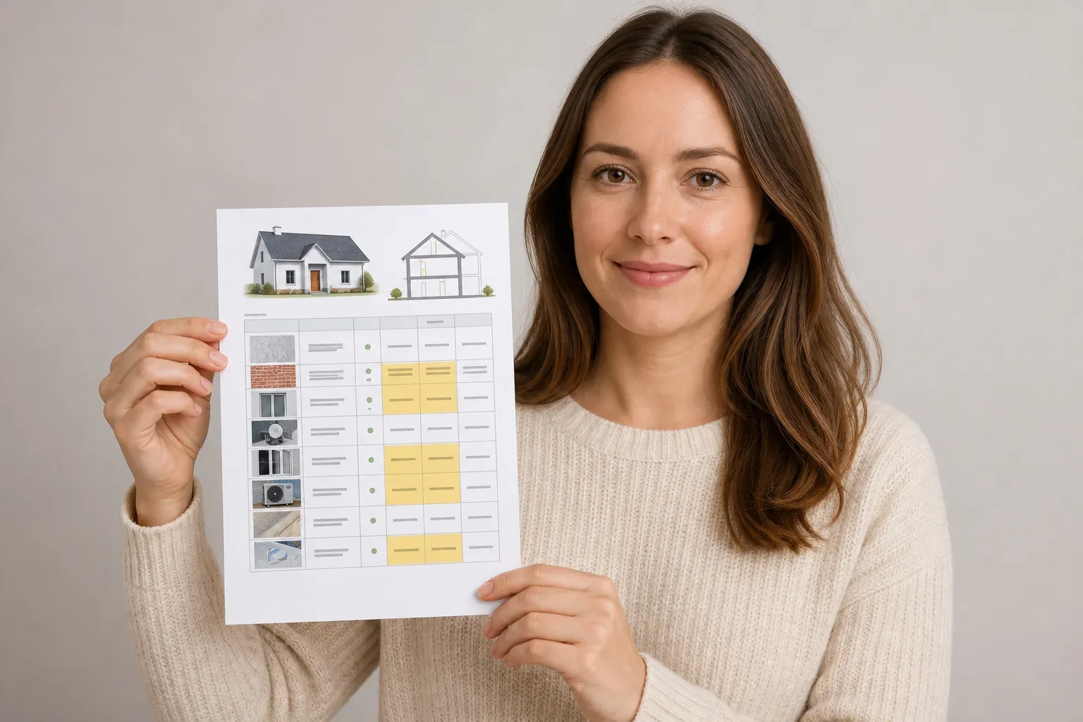 An ECO4 coverage summary document with eligible measures highlighted in yellow