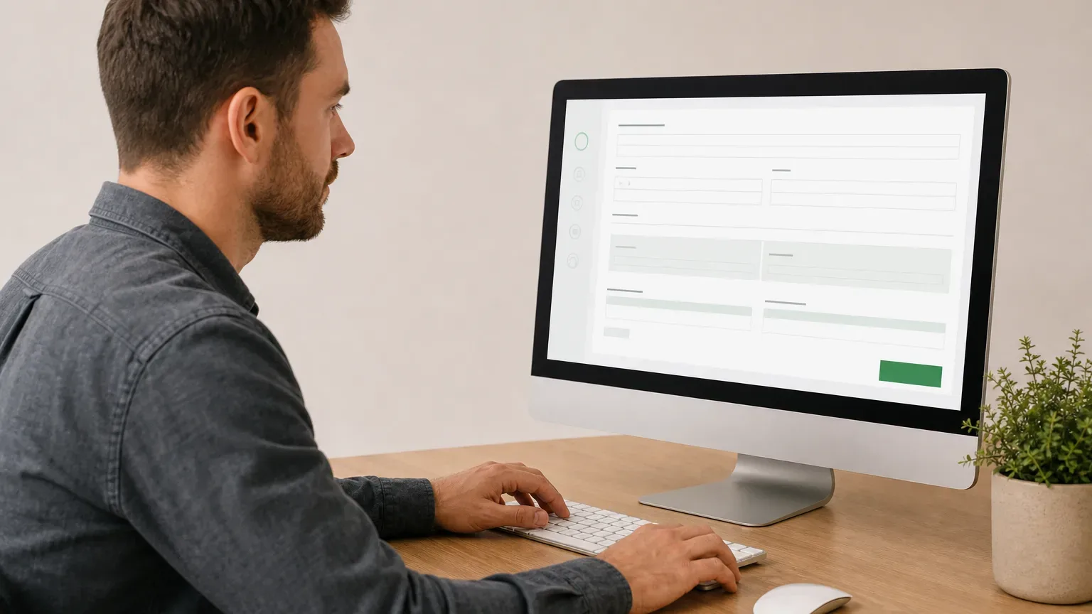 A person completing an ECO4 online application form on a desktop computer