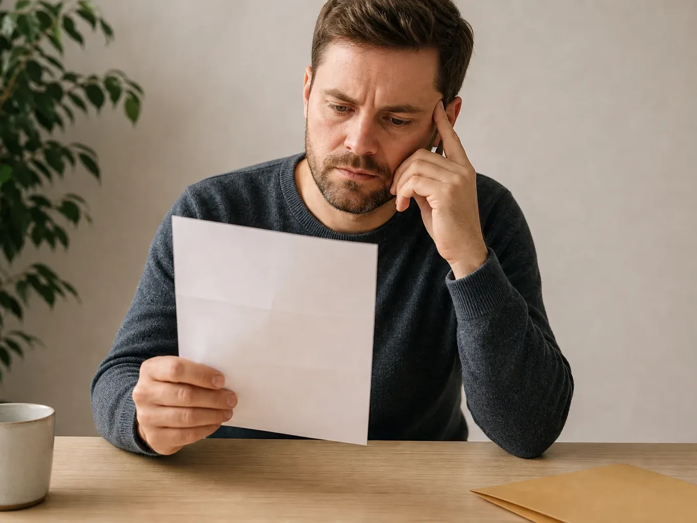 A declined ECO4 application letter on a desk with a person reading the reason