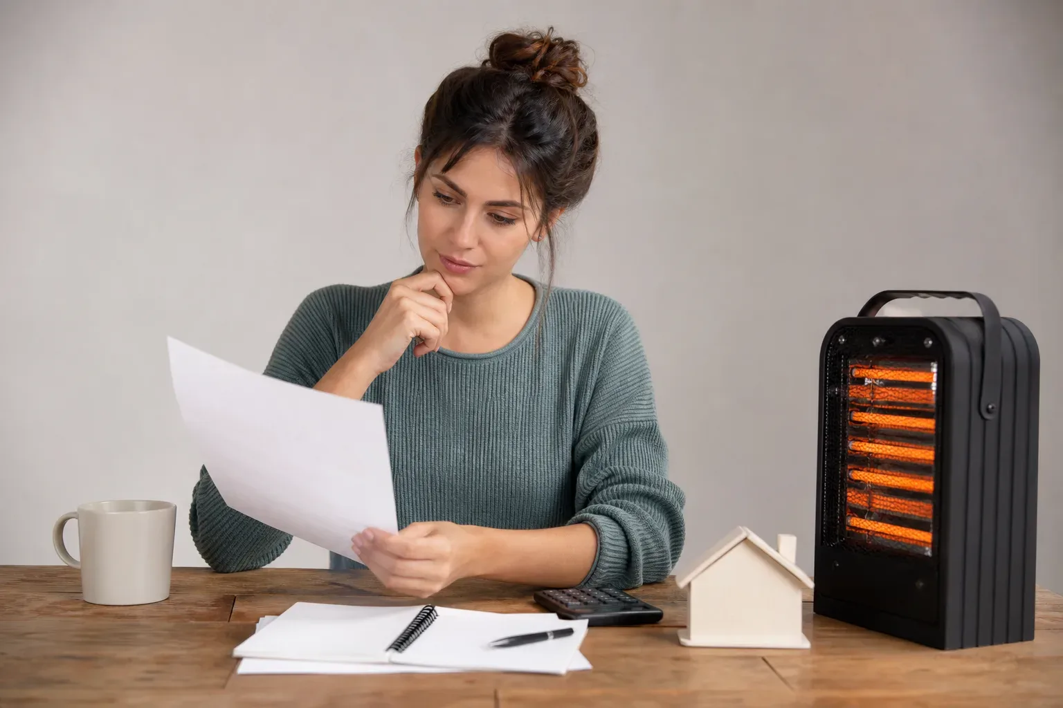 A person reviewing a list of alternative heating funding options on paper
