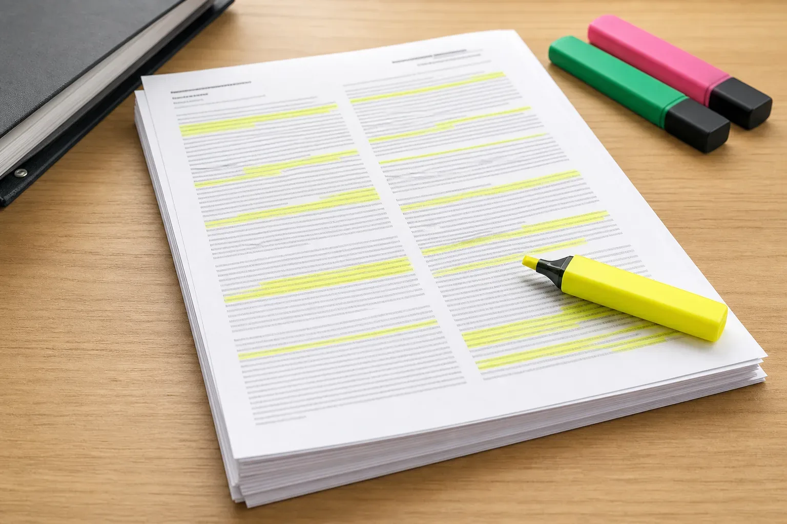 A copy of gas safety regulations printed and highlighted on a desk