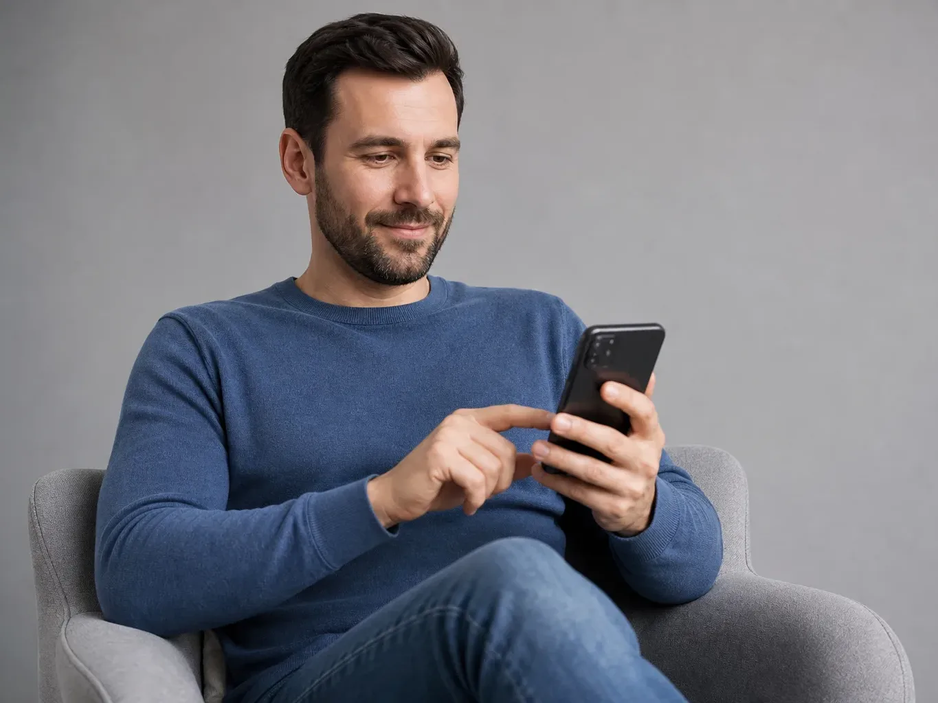 A homeowner checking an installer's reviews on a smartphone before booking